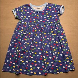 Hanna Andersson Blue Dress with Colorful Hearts
